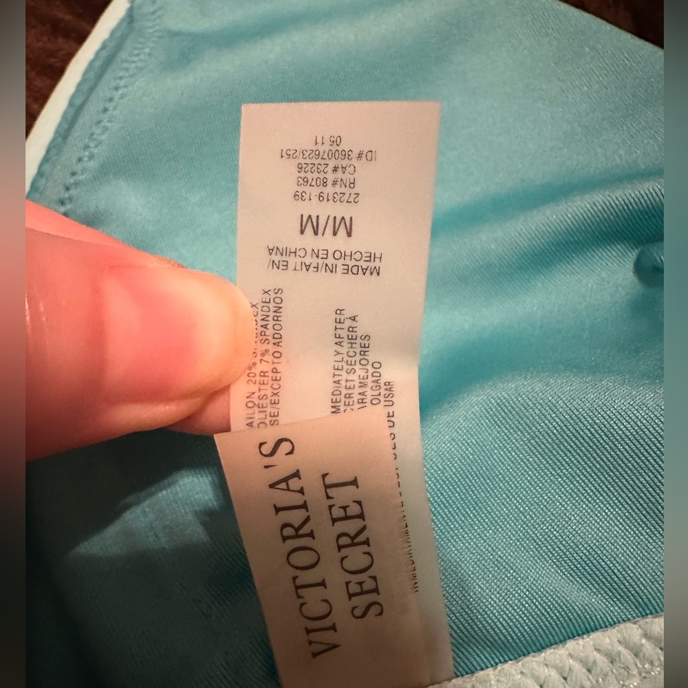 Victorias Secret teal bikini top featuring silver sequins. Size M. - Picture 4 of 4